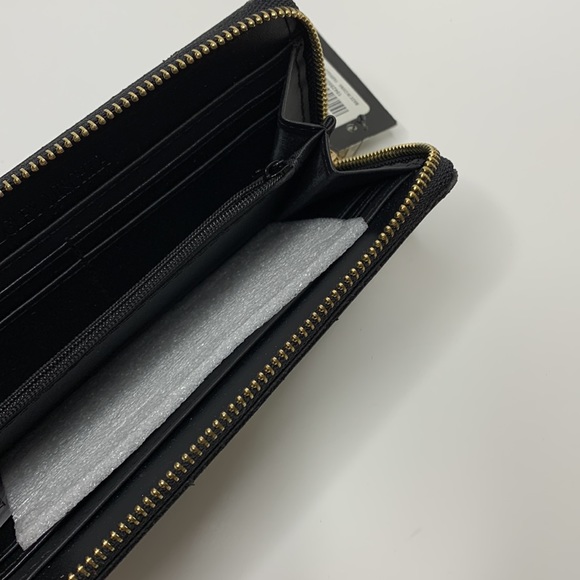 Badgley Mischka | Black Vegan Gold Studded Zipper Wallet | Clutch | Card Holder - Picture 7 of 10